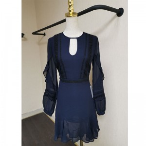 Mode groothandel Franse zachte bloemzoom dames jurk voor vrouwen kleding elegante custom chiffon casual jurken vrouwen